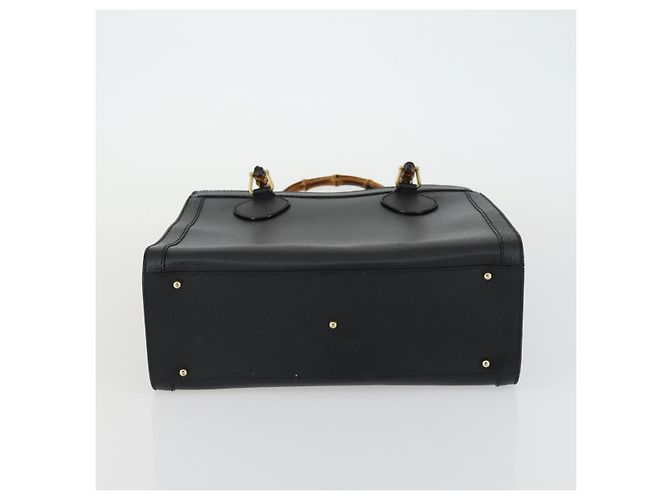 Borsa a mano in pelle Gucci Bamboo Nera Oro 002 1186 0260 Auth 156902 Nero D'oro - vista 5