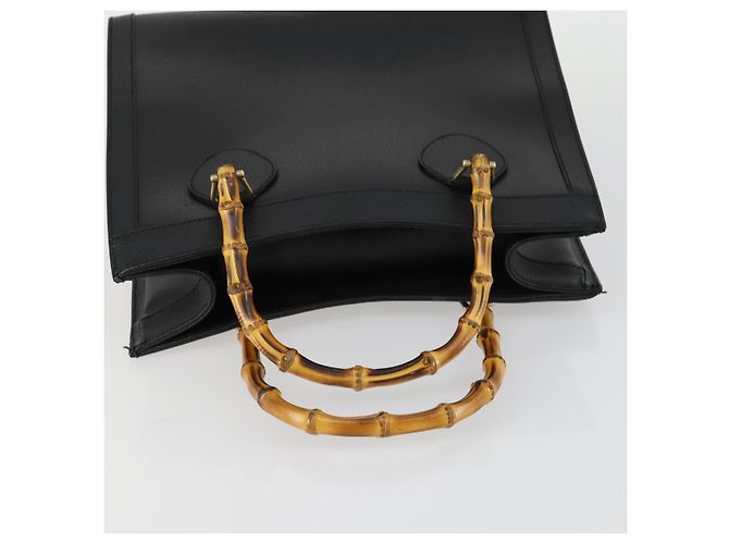 Borsa a mano in pelle Gucci Bamboo Nera Oro 002 1186 0260 Auth 156902 Nero D'oro - vista 7