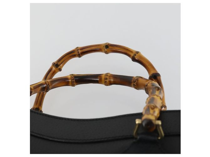 Borsa a mano in pelle Gucci Bamboo Nera Oro 002 1186 0260 Auth 156902 Nero D'oro - vista 8