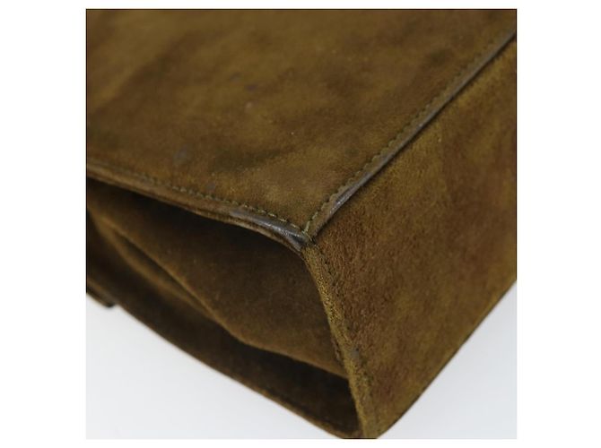Borsa a Spalla Salvatore Ferragamo Vala in Pelle Scamosciata 2 in 1 Verde Oro Auth BA9381 - vista 17