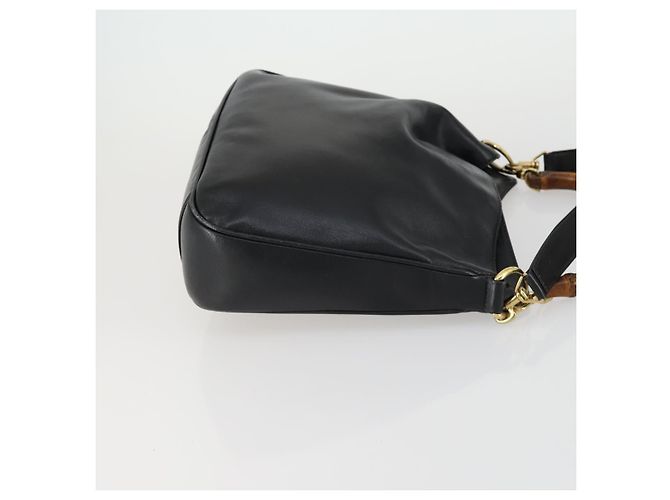 Borsa a mano in pelle Gucci Bamboo 2way Nera Oro 001 1638 2615 Auth 156944 Nero D'oro - vista 3