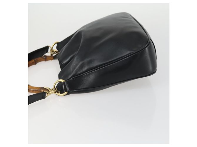 Borsa a mano in pelle Gucci Bamboo 2way Nera Oro 001 1638 2615 Auth 156944 Nero D'oro - vista 4