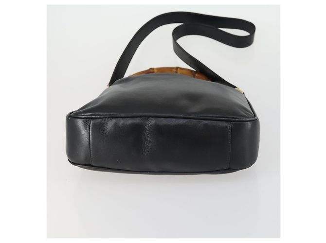 Borsa a mano in pelle Gucci Bamboo 2way Nera Oro 001 1638 2615 Auth 156944 Nero D'oro - vista 5