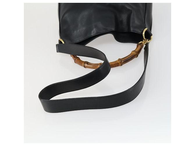 Borsa a mano in pelle Gucci Bamboo 2way Nera Oro 001 1638 2615 Auth 156944 Nero D'oro - vista 7