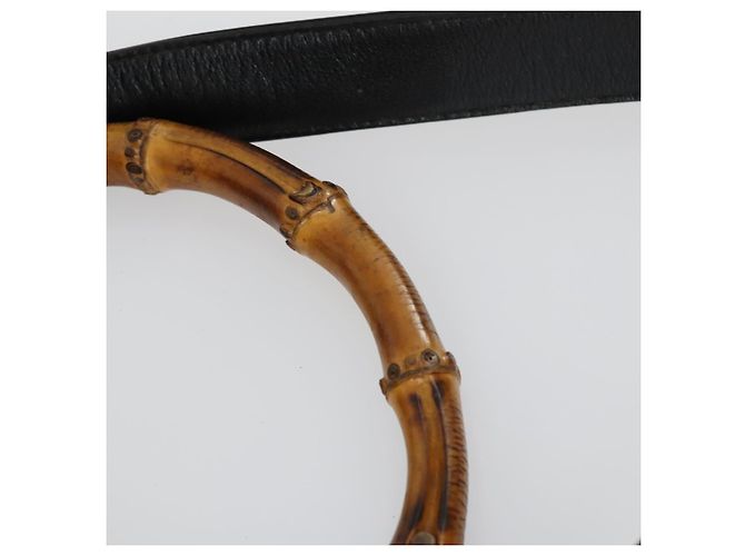 Borsa a mano in pelle Gucci Bamboo 2way Nera Oro 001 1638 2615 Auth 156944 Nero D'oro - vista 9