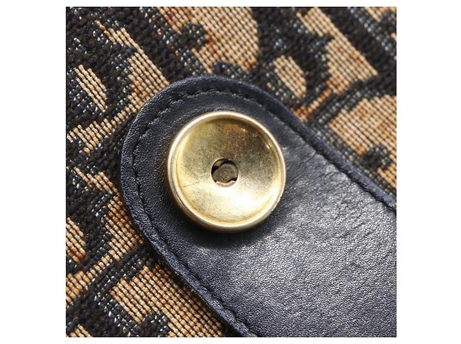 Bolso de Hombro de Lona Trotter Christian Dior Azul Marino Dorado Auth 152835 - vista 10