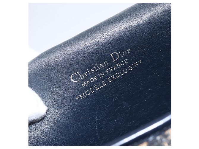 Bolso de Hombro de Lona Trotter Christian Dior Azul Marino Dorado Auth 152835 - vista 11