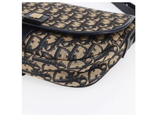 Bolso de Hombro de Lona Trotter Christian Dior Azul Marino Dorado Auth 152835 - vista 15