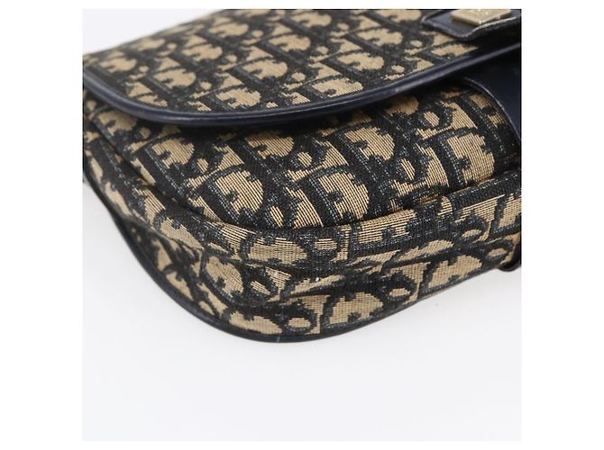 Bolso de Hombro de Lona Trotter Christian Dior Azul Marino Dorado Auth 152835 - vista 16