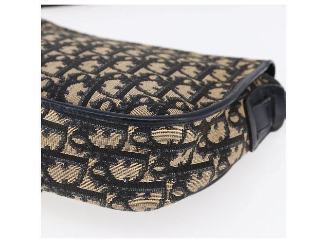 Bolso de Hombro de Lona Trotter Christian Dior Azul Marino Dorado Auth 152835 - vista 17