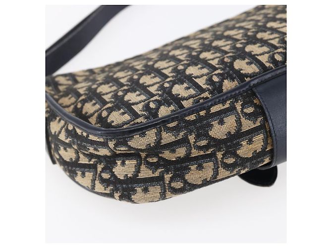 Bolso de Hombro de Lona Trotter Christian Dior Azul Marino Dorado Auth 152835 - vista 18