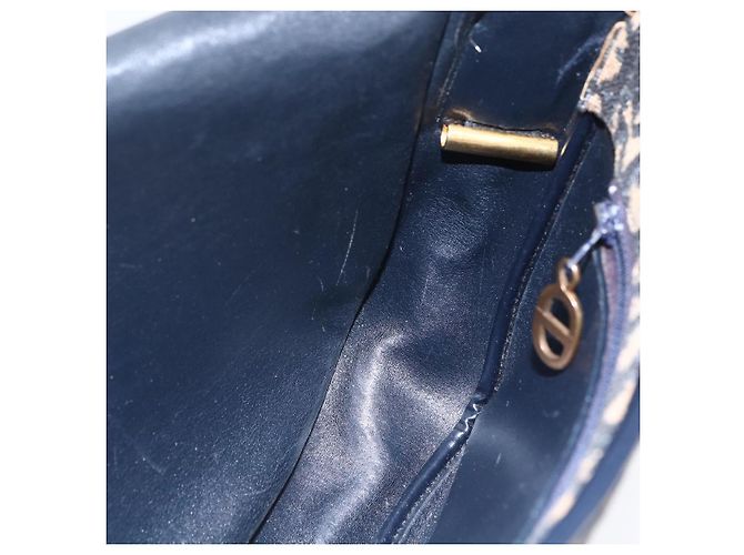 Bolso de Hombro de Lona Trotter Christian Dior Azul Marino Dorado Auth 152835 - vista 19