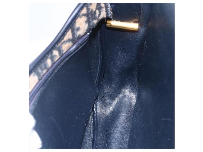 Bolso de Hombro de Lona Trotter Christian Dior Azul Marino Dorado Auth 152835 - vista 20