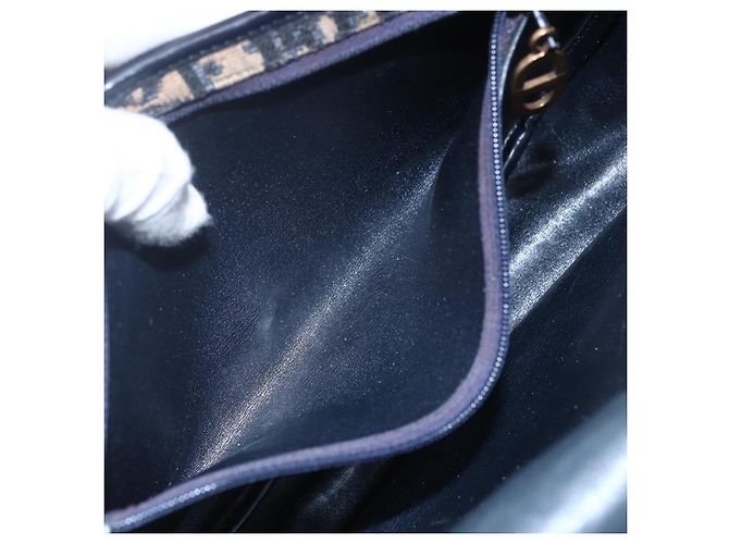 Bolso de Hombro de Lona Trotter Christian Dior Azul Marino Dorado Auth 152835 - vista 21