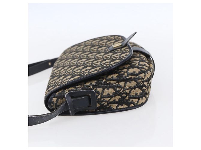 Bolso de Hombro de Lona Trotter Christian Dior Azul Marino Dorado Auth 152835 - vista 3