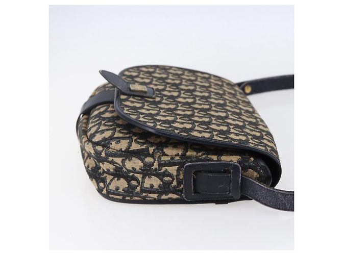Bolso de Hombro de Lona Trotter Christian Dior Azul Marino Dorado Auth 152835 - vista 4