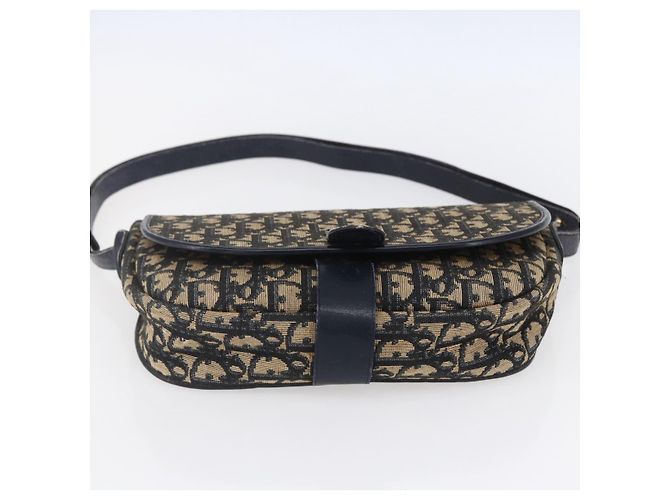 Bolso de Hombro de Lona Trotter Christian Dior Azul Marino Dorado Auth 152835 - vista 5