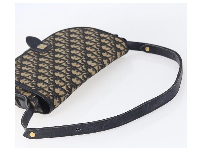 Bolso de Hombro de Lona Trotter Christian Dior Azul Marino Dorado Auth 152835 - vista 7