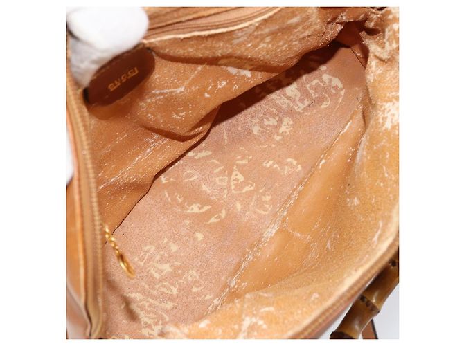 Borsa a mano in pelle GUCCI Bamboo 2way Marrone Oro 000 1274 0290 Auth 153886 - vista 11