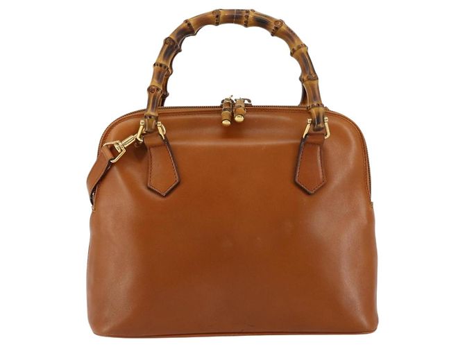 Borsa a mano in pelle GUCCI Bamboo 2way Marrone Oro 000 1274 0290 Auth 153886 - vista 13