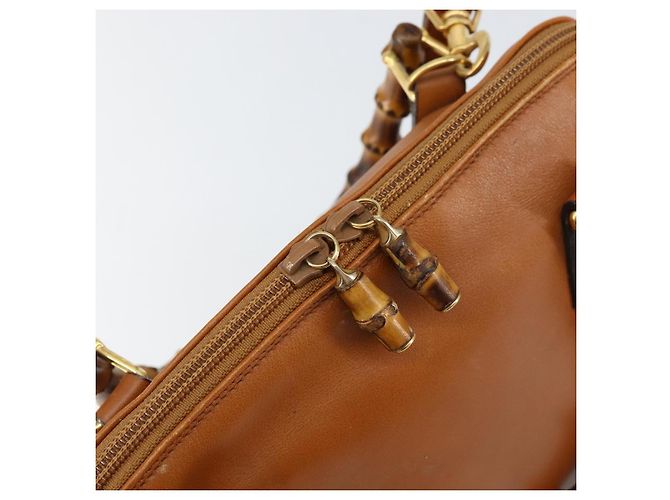 Borsa a mano in pelle GUCCI Bamboo 2way Marrone Oro 000 1274 0290 Auth 153886 - vista 18