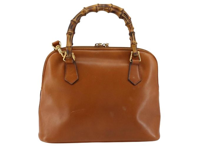 Borsa a mano in pelle GUCCI Bamboo 2way Marrone Oro 000 1274 0290 Auth 153886 - vista 2