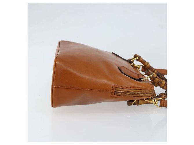 Borsa a mano in pelle GUCCI Bamboo 2way Marrone Oro 000 1274 0290 Auth 153886 - vista 3
