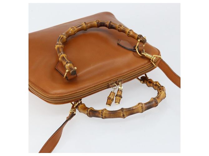 Borsa a mano in pelle GUCCI Bamboo 2way Marrone Oro 000 1274 0290 Auth 153886 - vista 6