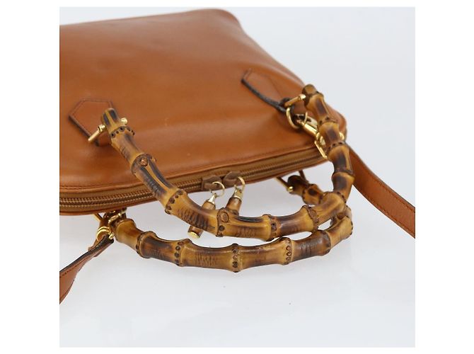 Borsa a mano in pelle GUCCI Bamboo 2way Marrone Oro 000 1274 0290 Auth 153886 - vista 7