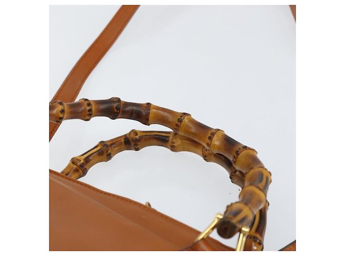 Borsa a mano in pelle GUCCI Bamboo 2way Marrone Oro 000 1274 0290 Auth 153886 - vista 8