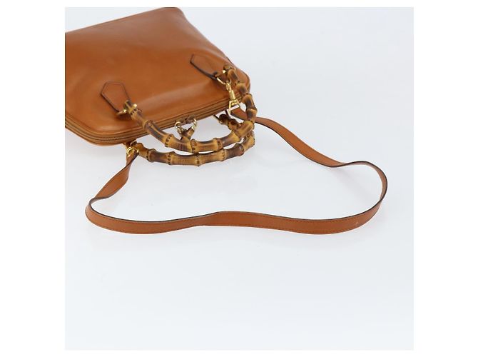 Borsa a mano in pelle GUCCI Bamboo 2way Marrone Oro 000 1274 0290 Auth 153886 - vista 9