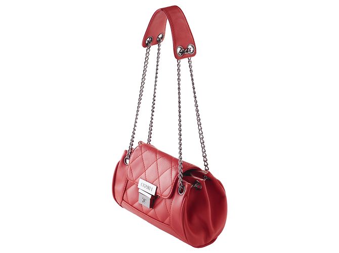 Timeless Borsa mini flap a fisarmonica Chanel in pelle caviar rossa Rosso - vista 3