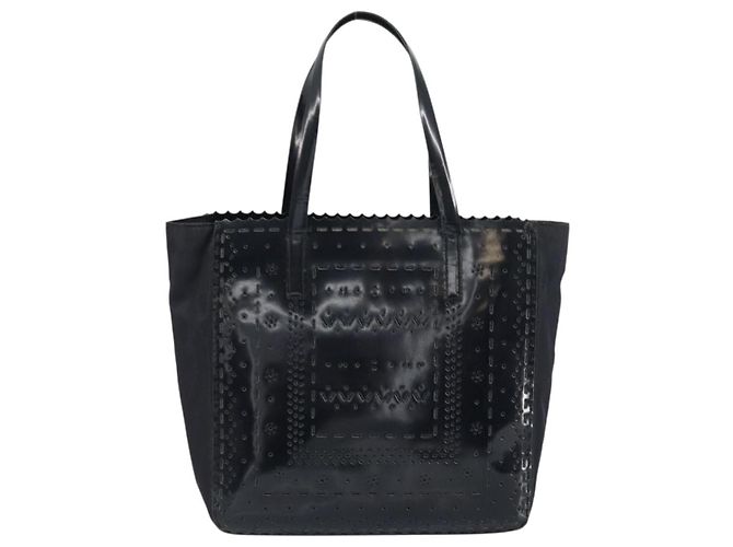 Prada Vintage Tote Tessuto mit Leder Mittel Schwarz - Ansicht 2