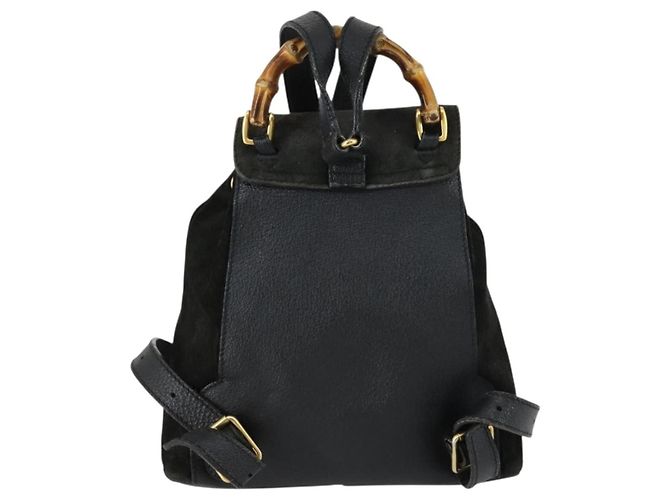 Gucci Vintage Bamboo Suede Mini Nero - vista 2