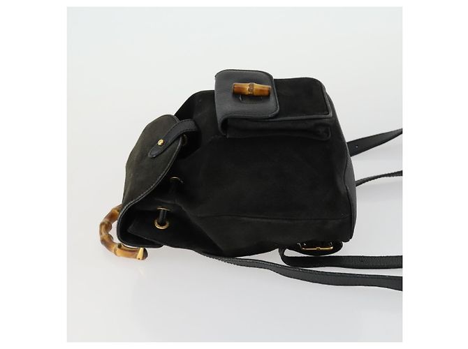 Gucci Vintage Bamboo Suede Mini Nero - vista 4