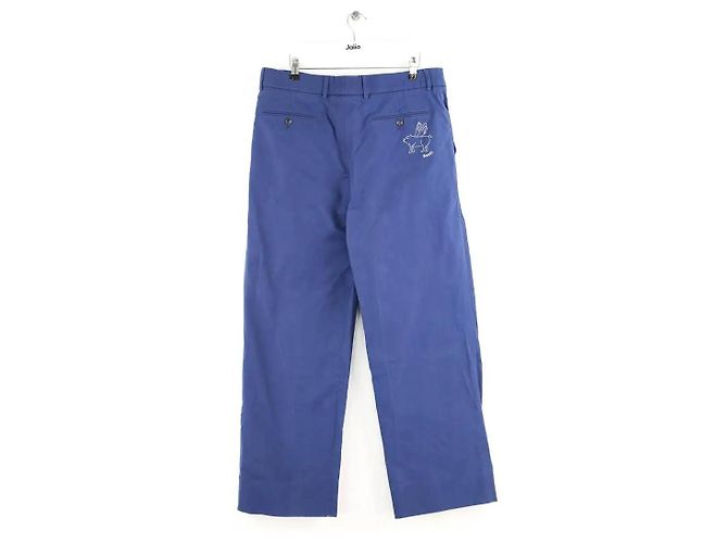 Gucci Pantaloni dritti in cotone blu - vista 3