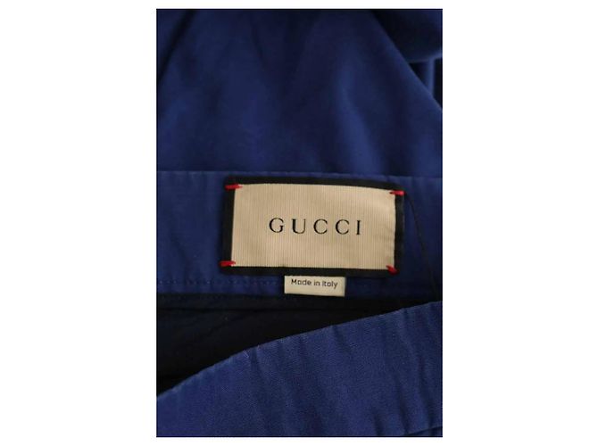 Gucci Pantaloni dritti in cotone blu - vista 5