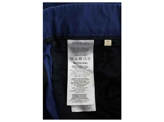 Gucci Pantaloni dritti in cotone blu - vista 6