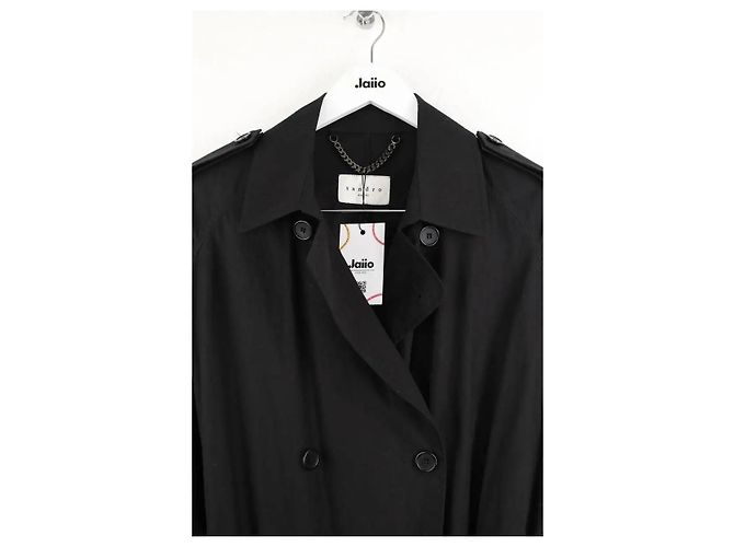 Sandro Trench in cotone nero - vista 2