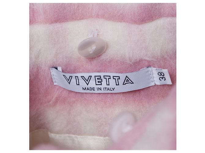 Autre Marque Abrigo Rayado Vivetta con Cuello de Piel Sintética Blanco - vista 6