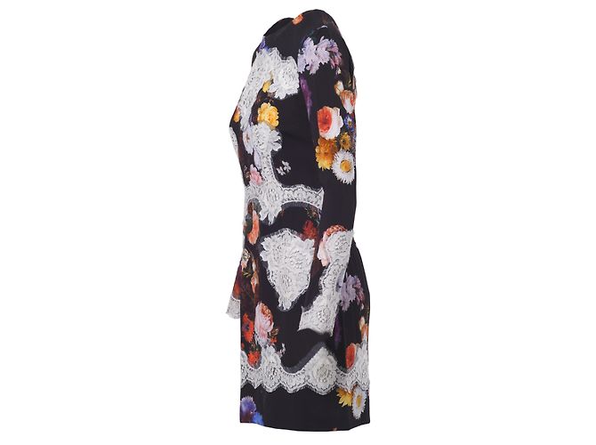 Dolce & Gabbana Kleid mit Blumenmuster und Spitzendetails Weiß - Ansicht 2