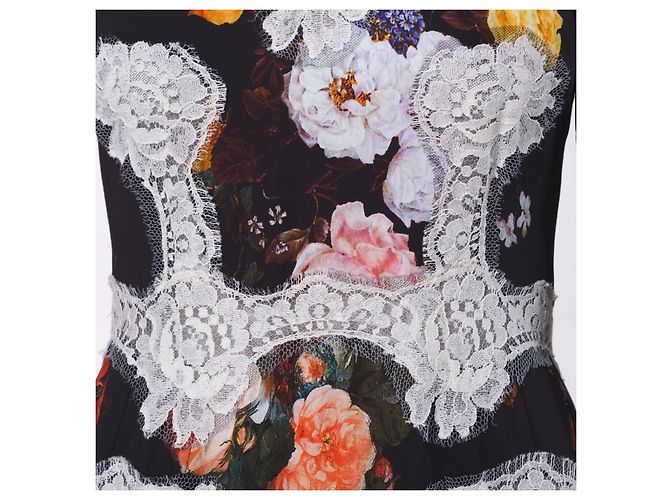 Dolce & Gabbana Kleid mit Blumenmuster und Spitzendetails Weiß - Ansicht 6
