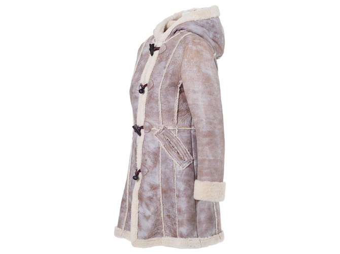 Abrigo largo de shearling para mujer de Prada con capucha Beige - vista 2