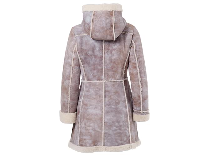 Abrigo largo de shearling para mujer de Prada con capucha Beige - vista 3