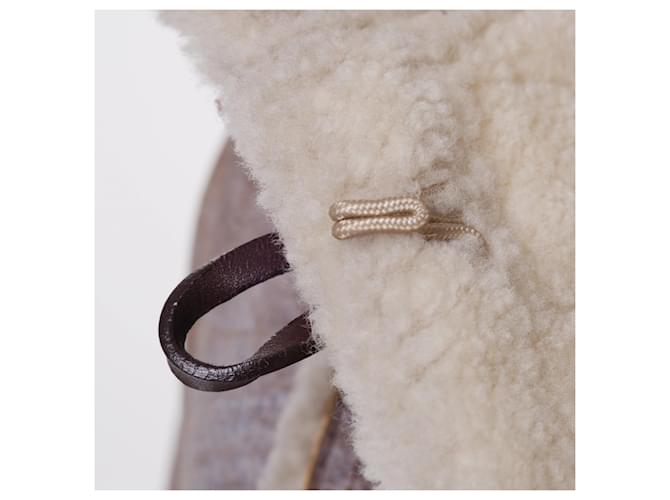 Abrigo largo de shearling para mujer de Prada con capucha Beige - vista 4
