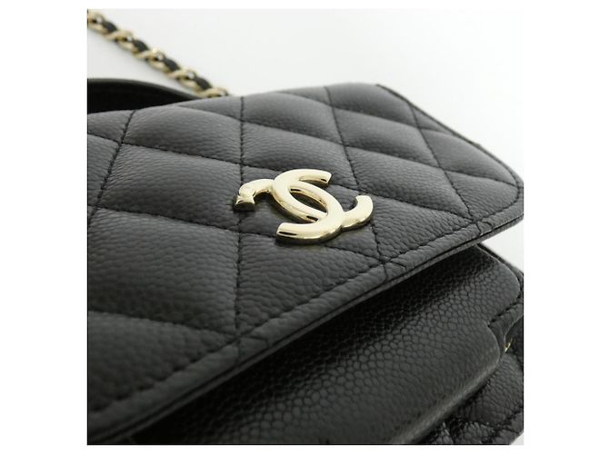 Borsa a spalla in pelle di vitello grana nera Chanel AP2914 Nero - vista 6