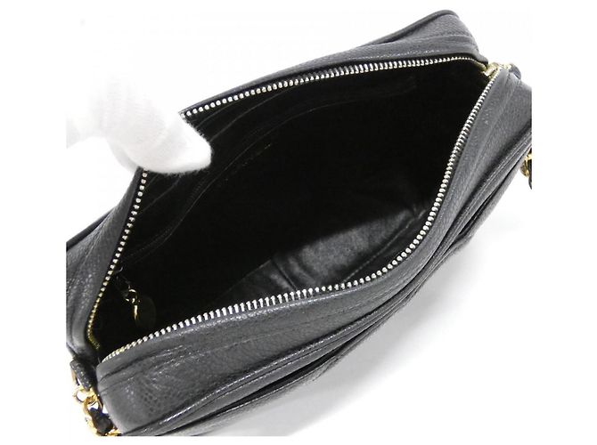 Borsa a spalla in pelle di vitello grana nera Chanel Nero - vista 7