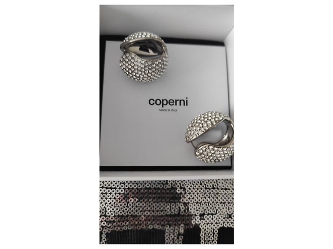 Orecchini XL Coperni con logo e cristalli argentati Argento - vista 10
