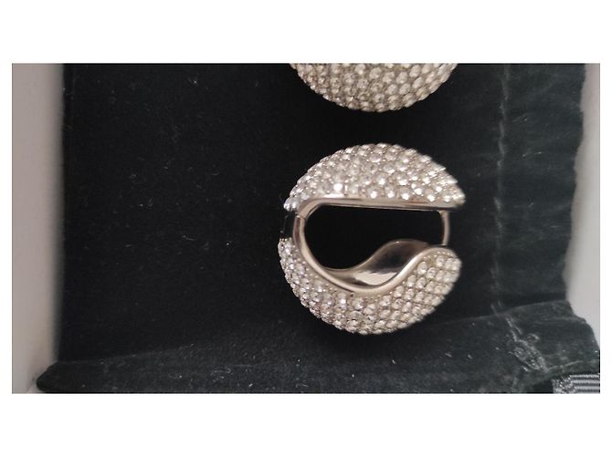 Orecchini XL Coperni con logo e cristalli argentati Argento - vista 11