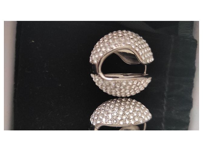 Orecchini XL Coperni con logo e cristalli argentati Argento - vista 12
